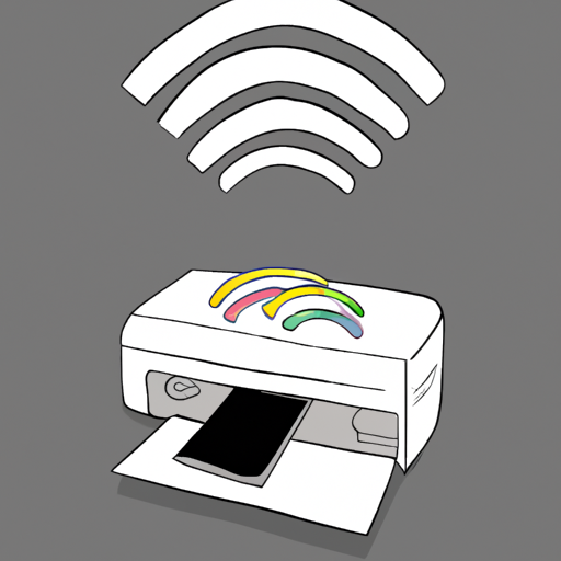 An illustration of the printer with wi-fi signals around it indicating wireless connectivity